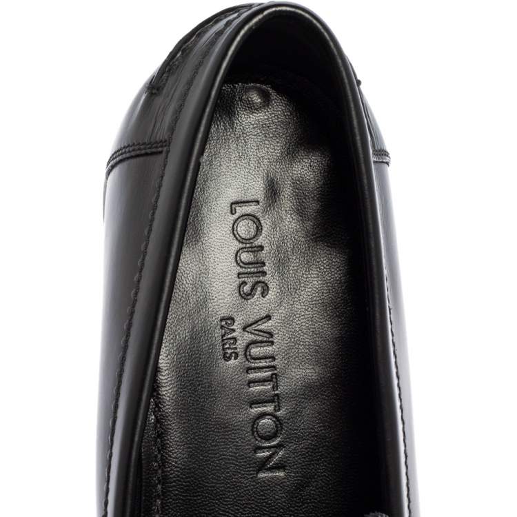 Pre Owned Louis Vuitton Black Glossy Leather Dress Loafers Size 41.5