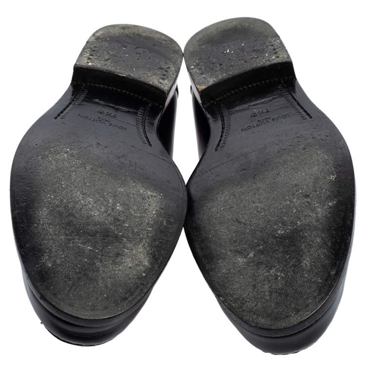 Pre Owned Louis Vuitton Black Glossy Leather Dress Loafers Size 41.5