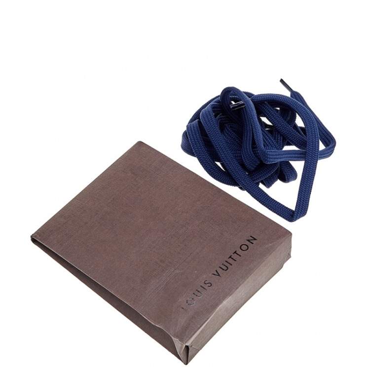 Pre Owned Louis Vuitton Blue Leather And Printed Canvas Stephen Sprouse Low Top Sneakers Size 41