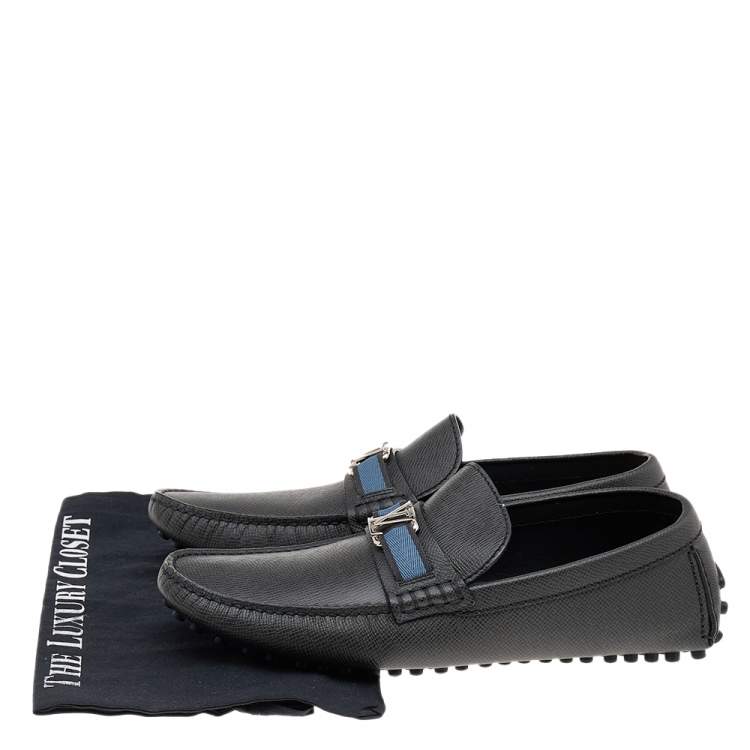 Pre Owned Louis Vuitton Dark Grey Leather Hockenheim Slip On Loafers Size 41