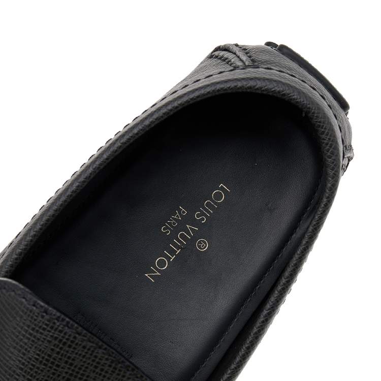 Pre Owned Louis Vuitton Dark Grey Leather Hockenheim Slip On Loafers Size 41