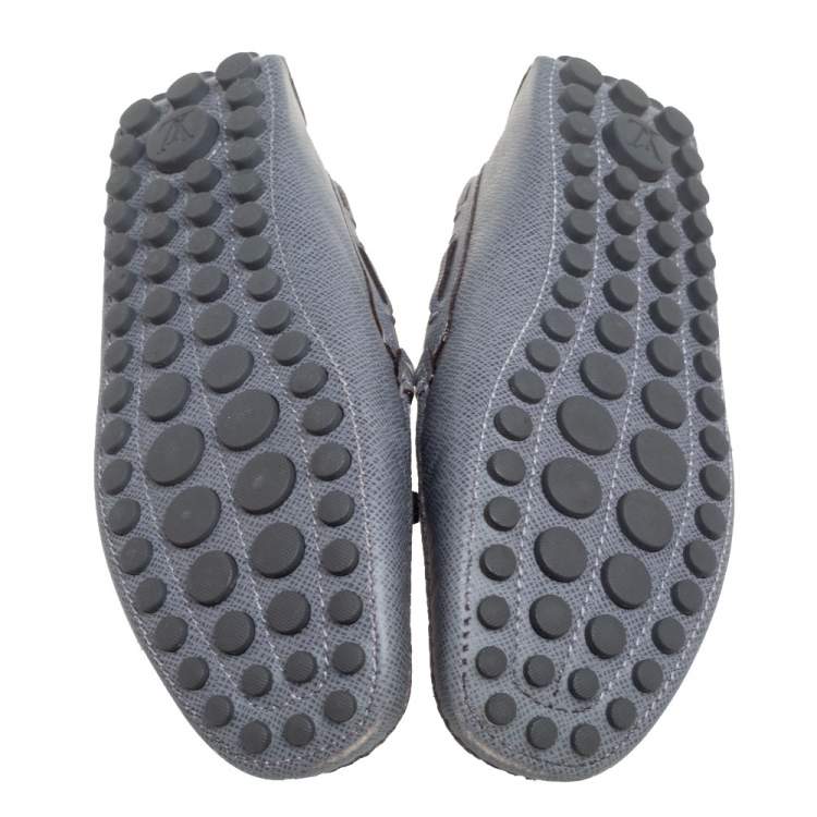 Pre Owned Louis Vuitton Grey Leather Imola Tassel Slip On Loafers Size 41