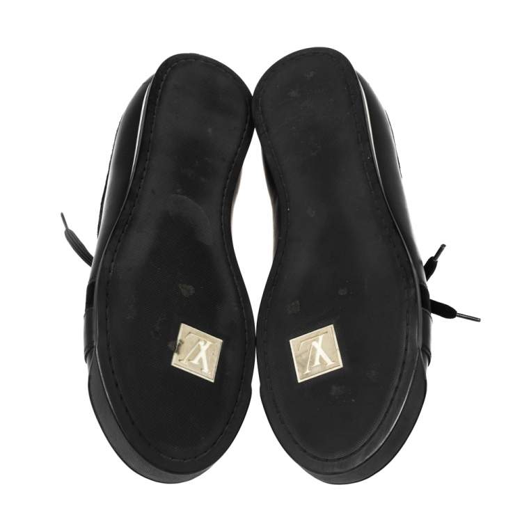 Pre Owned Louis Vuitton Black/White Leather and Suede Lace-Up Sneakers Size 41