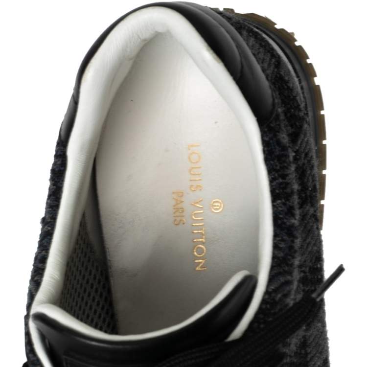 Pre Owned Louis Vuitton Black Damier Knit Fabric And Leather Run Away Sneakers Size 39.5