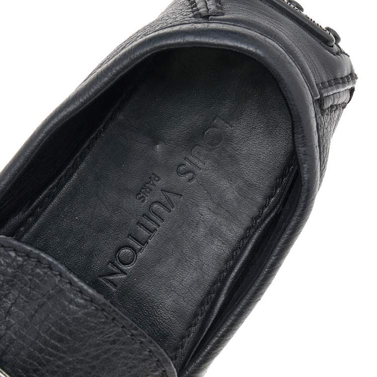 Pre Owned Louis Vuitton Black Leather Hockenheim Slip On Loafers Size 40.5