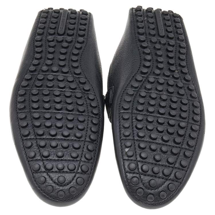 Pre Owned Louis Vuitton Black Leather Hockenheim Slip On Loafers Size 40.5