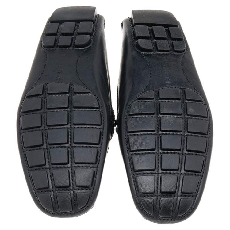 Pre Owned Louis Vuitton Black Leather Monte Carlo Slip on Loafers Size 45