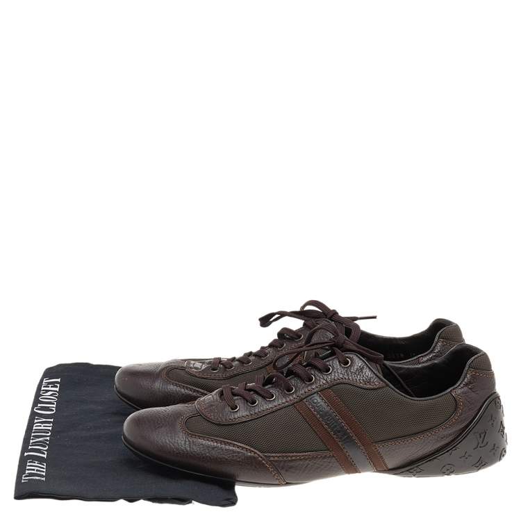 Pre Owned Louis Vuitton Dark Brown Canvas And Leather Low Top Sneakers Size 44