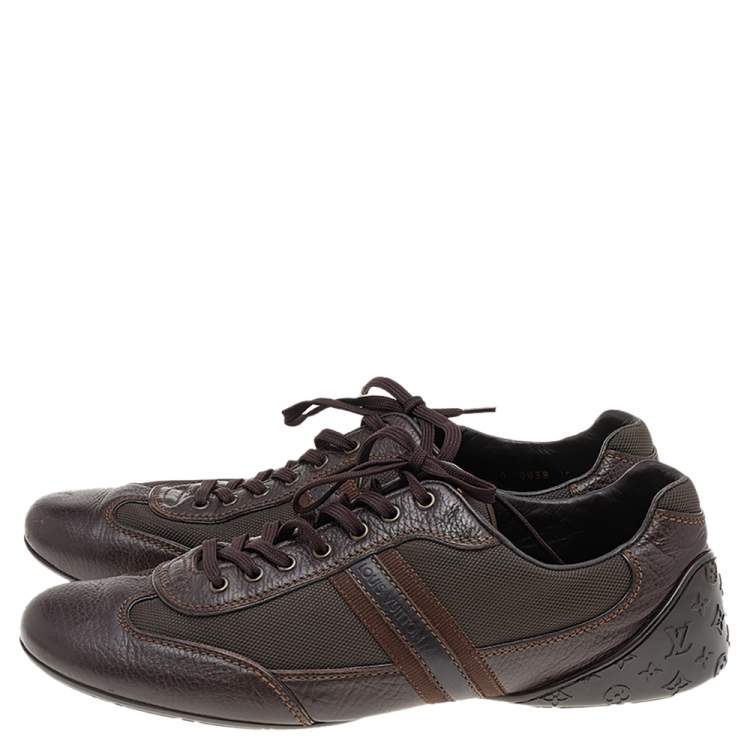 Pre Owned Louis Vuitton Dark Brown Canvas And Leather Low Top Sneakers Size 44