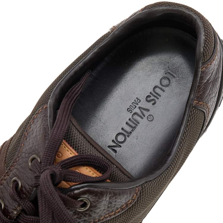 Pre Owned Louis Vuitton Dark Brown Canvas And Leather Low Top Sneakers Size 44