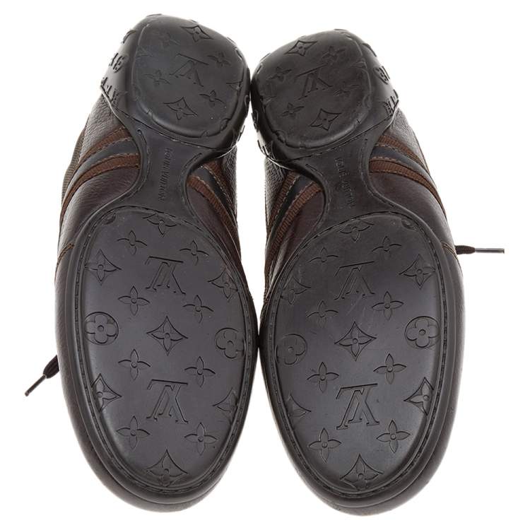 Pre Owned Louis Vuitton Dark Brown Canvas And Leather Low Top Sneakers Size 44