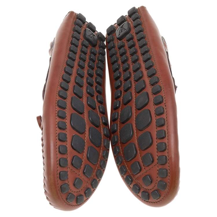 Pre Owned Louis Vuitton Brown Leather Arizona Bow Loafers Size 42.5