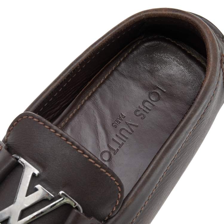 Pre Owned Louis Vuitton Dark Brown Leather Monte Carlo Loafers Size 41