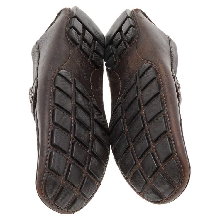 Pre Owned Louis Vuitton Dark Brown Leather Monte Carlo Loafers Size 41