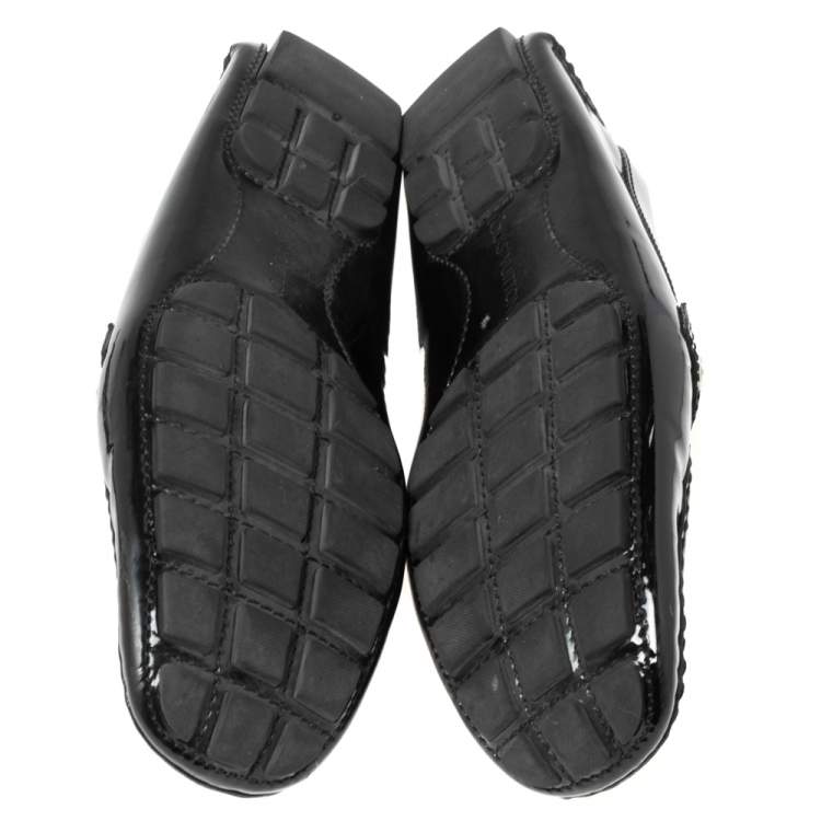 Pre Owned Louis Vuitton Black Patent Leather Monte Carlo Loafers Size 43.5