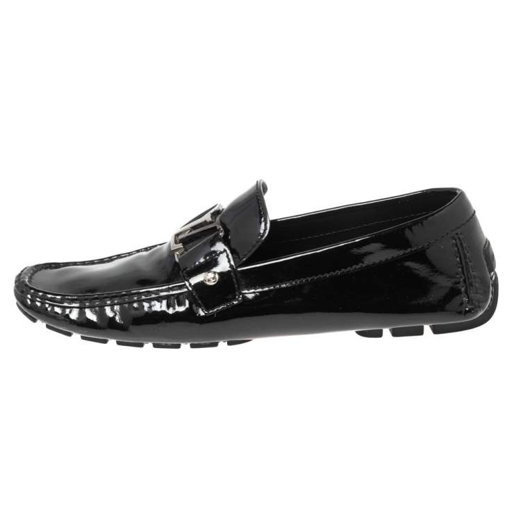 Pre Owned Louis Vuitton Black Patent Leather Monte Carlo Loafers Size 43.5
