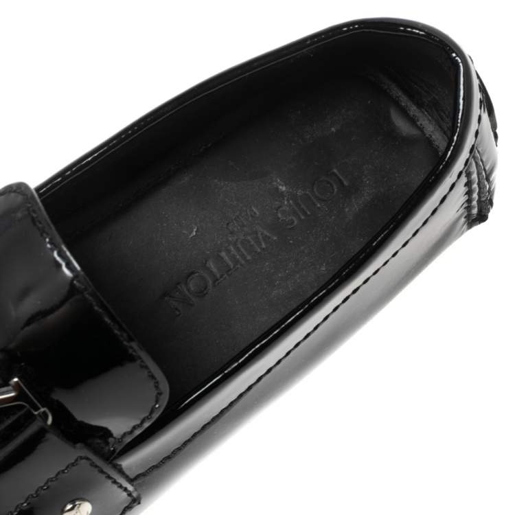 Pre Owned Louis Vuitton Black Patent Leather Monte Carlo Loafers Size 43.5