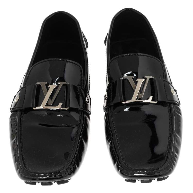 Pre Owned Louis Vuitton Black Patent Leather Monte Carlo Loafers Size 43.5