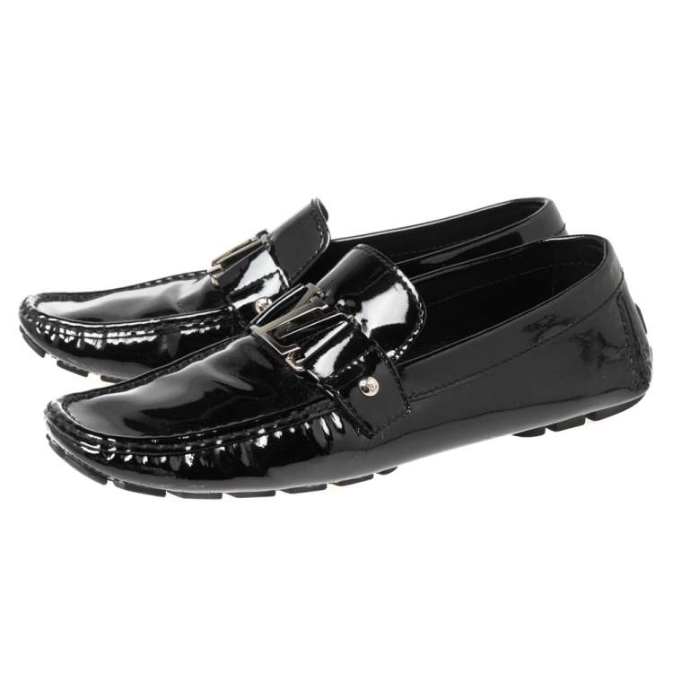 Pre Owned Louis Vuitton Black Patent Leather Monte Carlo Loafers Size 43.5