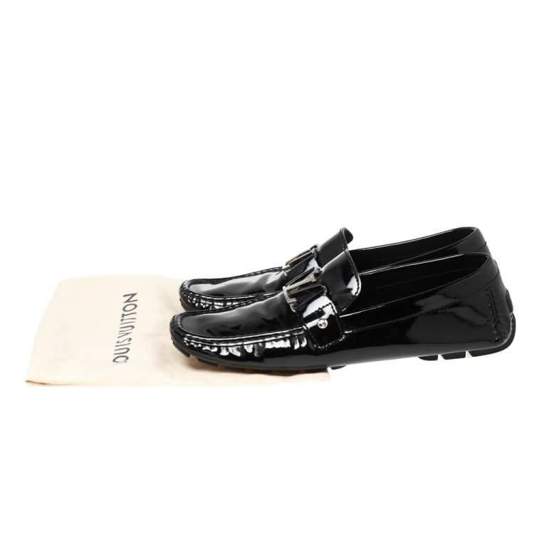 Pre Owned Louis Vuitton Black Patent Leather Monte Carlo Loafers Size 43.5