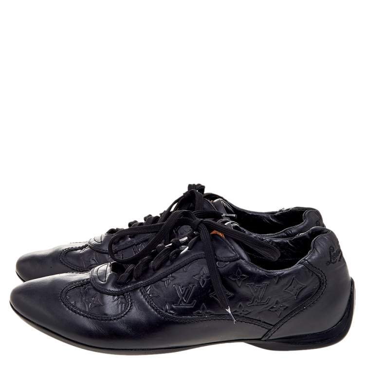 Pre Owned Louis Vuitton Black Monogram Leather Low Top Sneakers Size 41