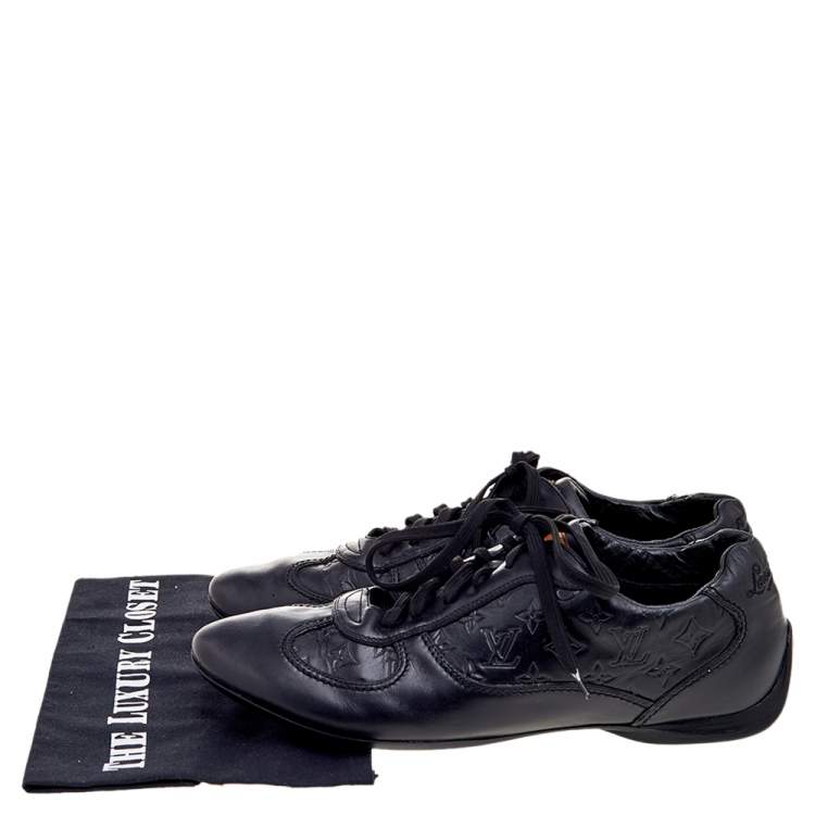 Pre Owned Louis Vuitton Black Monogram Leather Low Top Sneakers Size 41
