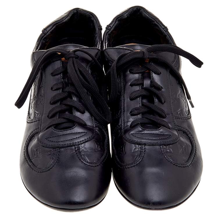 Pre Owned Louis Vuitton Black Monogram Leather Low Top Sneakers Size 41