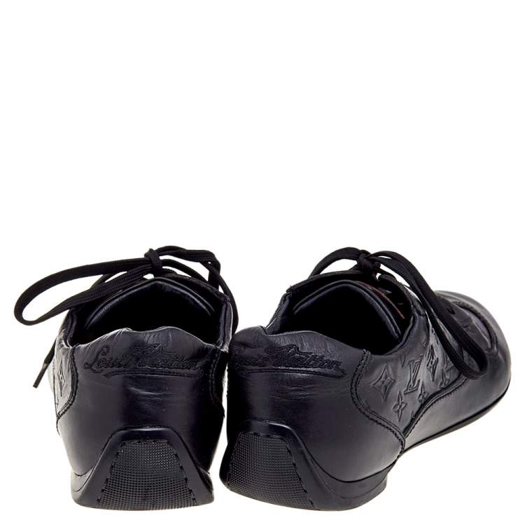 Pre Owned Louis Vuitton Black Monogram Leather Low Top Sneakers Size 41