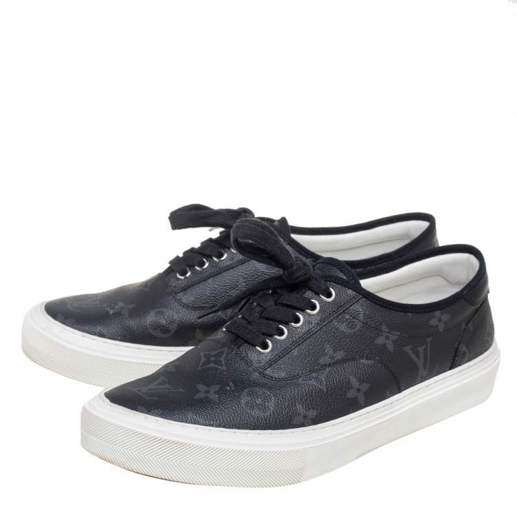 Pre Owned Louis Vuitton Black Monogram Coated Canvas Sneakers Size 42.5