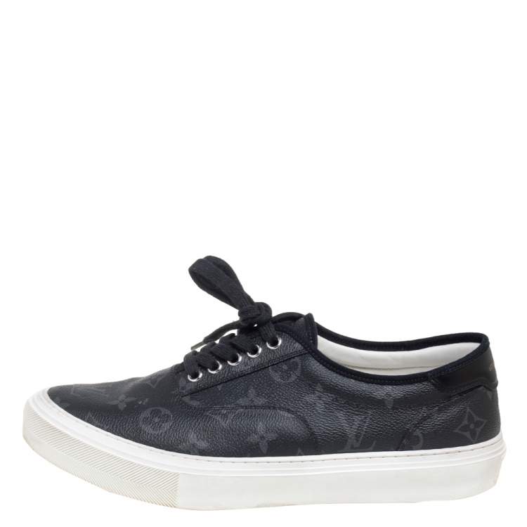 Pre Owned Louis Vuitton Black Monogram Coated Canvas Sneakers Size 42.5