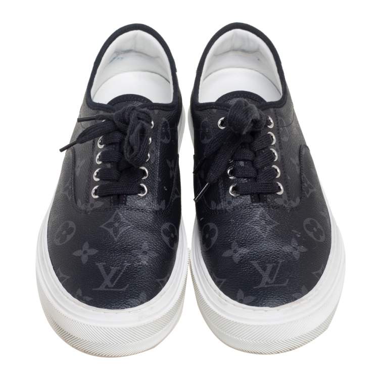 Pre Owned Louis Vuitton Black Monogram Coated Canvas Sneakers Size 42.5