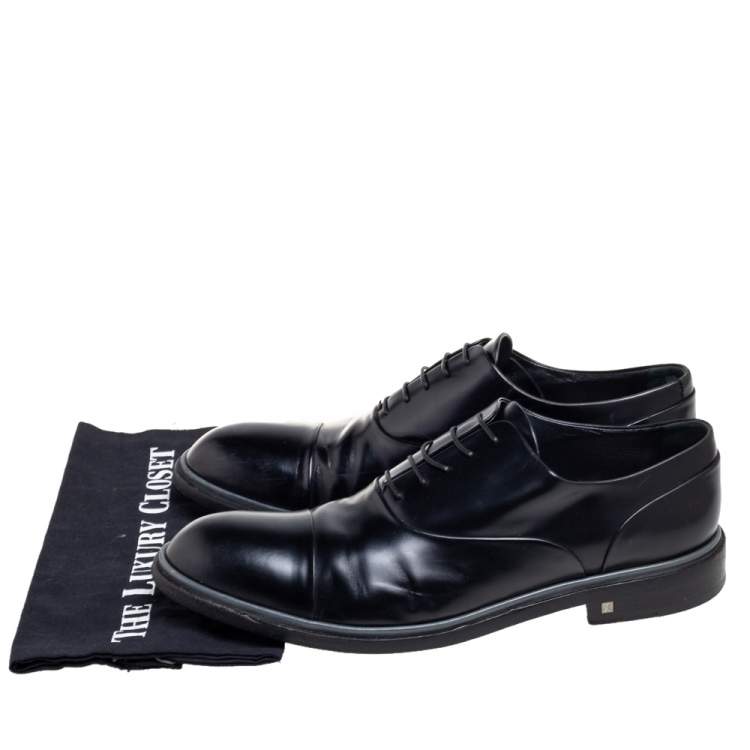 Pre Owned Louis Vuitton Black Patent Leather Lace Up Oxfords Size 44