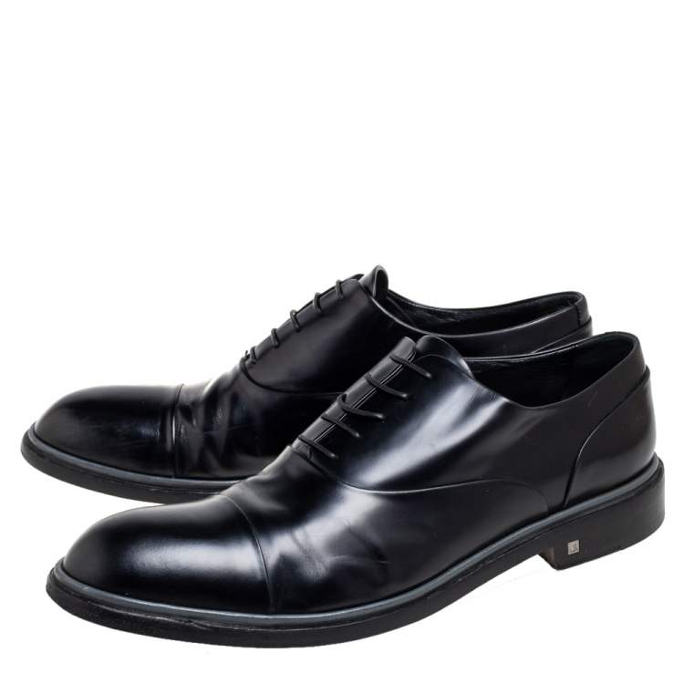 Pre Owned Louis Vuitton Black Patent Leather Lace Up Oxfords Size 44