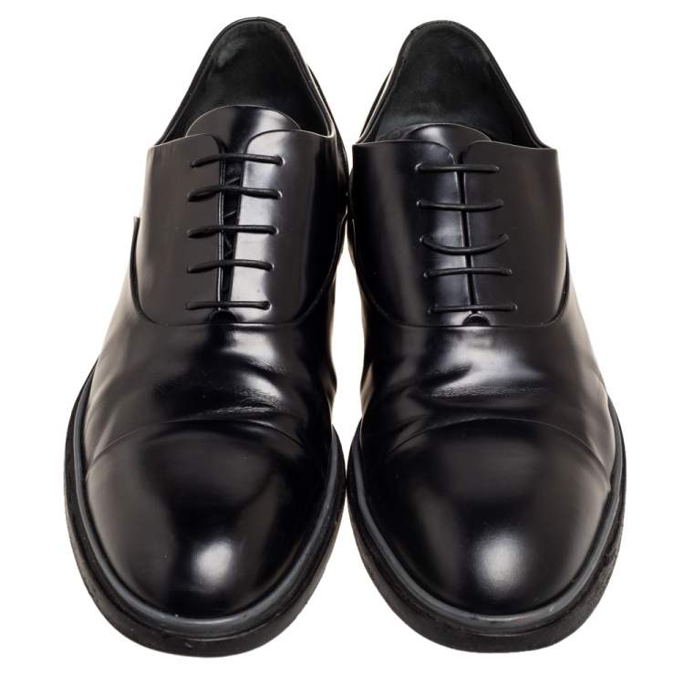 Pre Owned Louis Vuitton Black Patent Leather Lace Up Oxfords Size 44