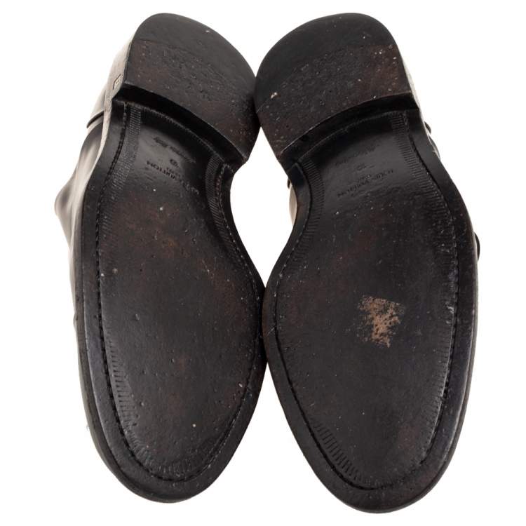Pre Owned Louis Vuitton Black Patent Leather Lace Up Oxfords Size 44