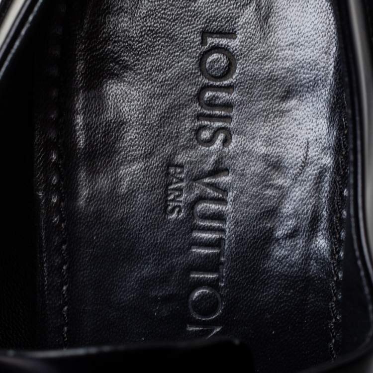 Pre Owned Louis Vuitton Black Patent Leather Lace Up Oxfords Size 44