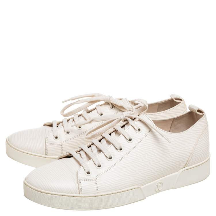 Pre Owned Louis Vuitton Cream Epi Leather Match Up Sneakers Size 40.5