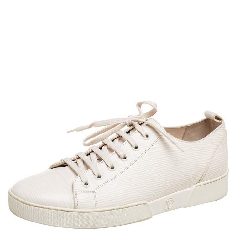Pre Owned Louis Vuitton Cream Epi Leather Match Up Sneakers Size 40.5
