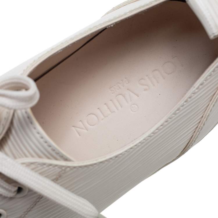 Pre Owned Louis Vuitton Cream Epi Leather Match Up Sneakers Size 40.5