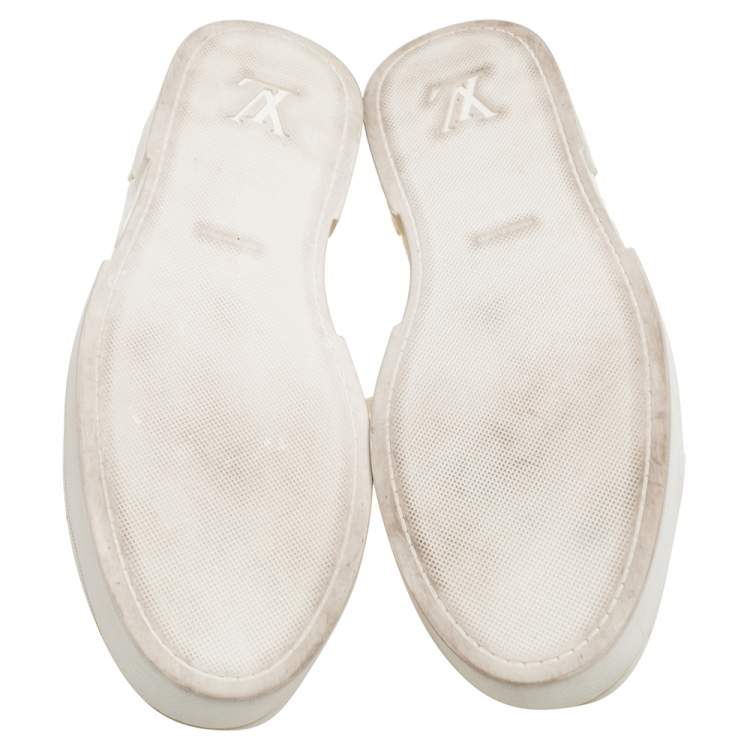 Pre Owned Louis Vuitton Cream Epi Leather Match Up Sneakers Size 40.5