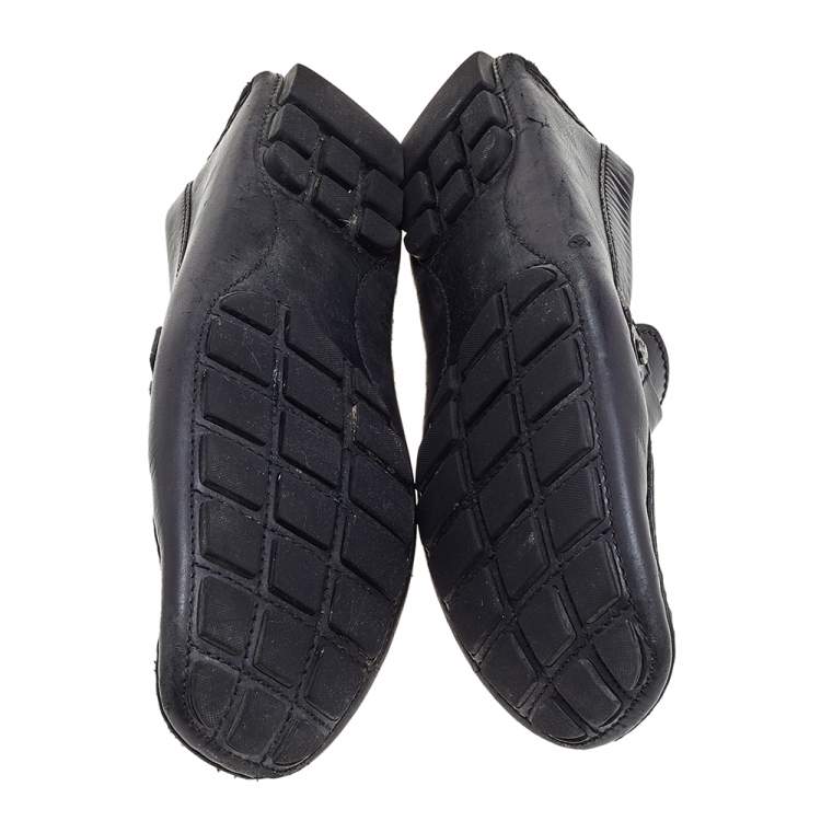 Pre Owned Louis Vuitton Black Leather Monte Carlo Slip on Loafer Size 44.5