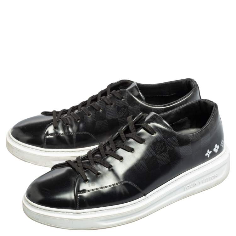 Pre Owned Louis Vuitton Black Damier Glazed Canvas Beverly Hills Low-Top Sneaker Size 43.5