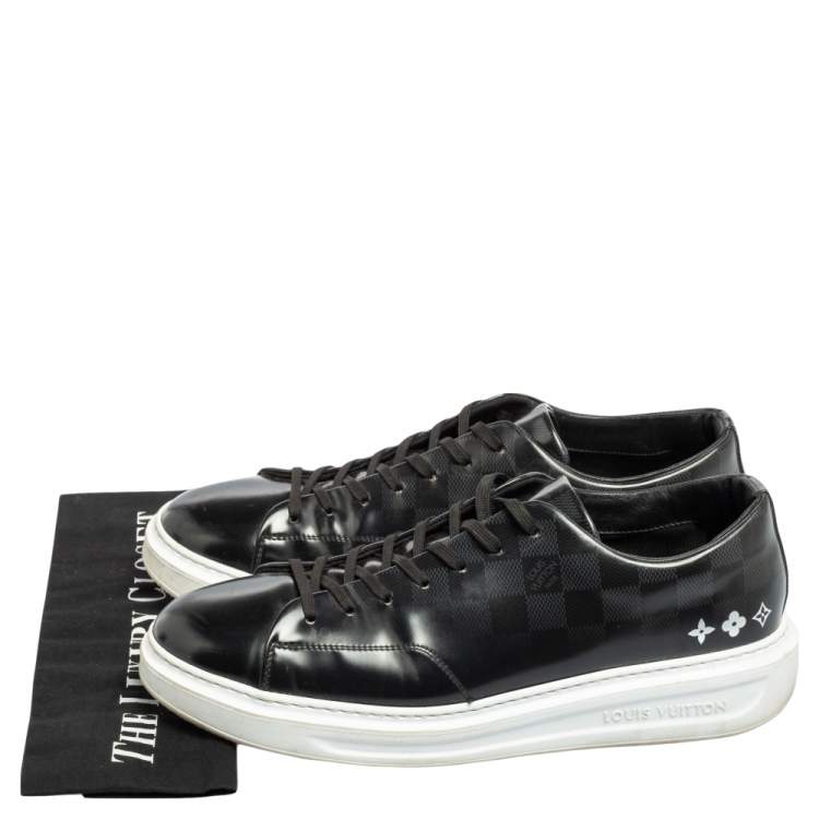 Pre Owned Louis Vuitton Black Damier Glazed Canvas Beverly Hills Low-Top Sneaker Size 43.5