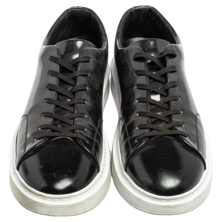 Pre Owned Louis Vuitton Black Damier Glazed Canvas Beverly Hills Low-Top Sneaker Size 43.5
