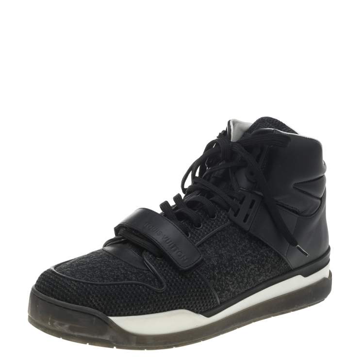 LOUIS VUITTON 10.5 Black Textured Leather High Top Velcro Trailblazer  Sneakers at 1stDibs