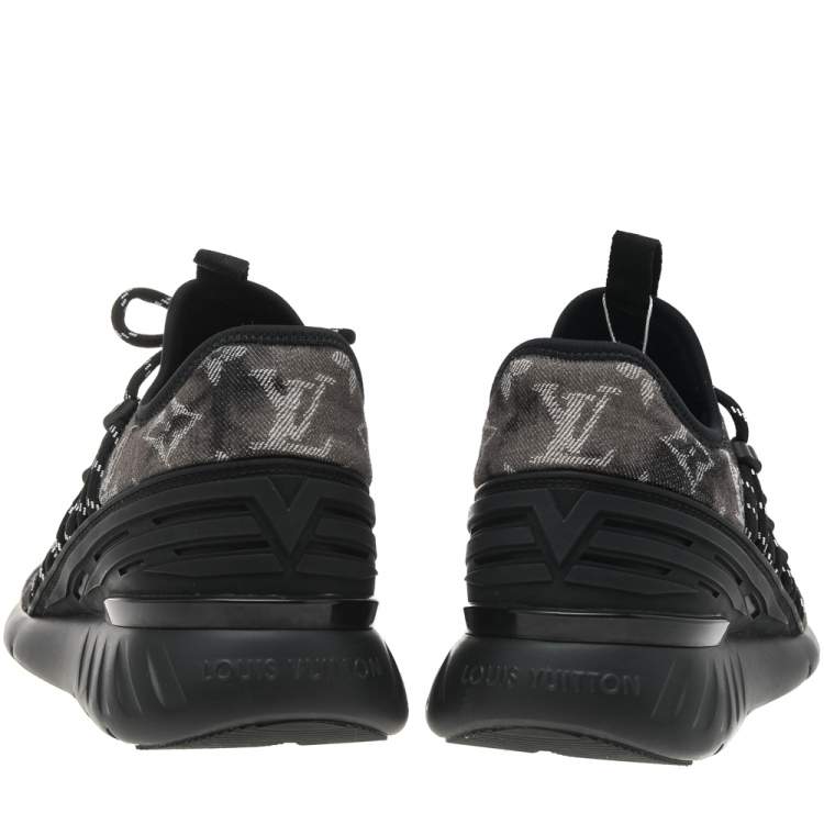 Pre Owned Louis Vuitton Black Monogram Tie Dye Denim Fastlane Sneakers Size 40