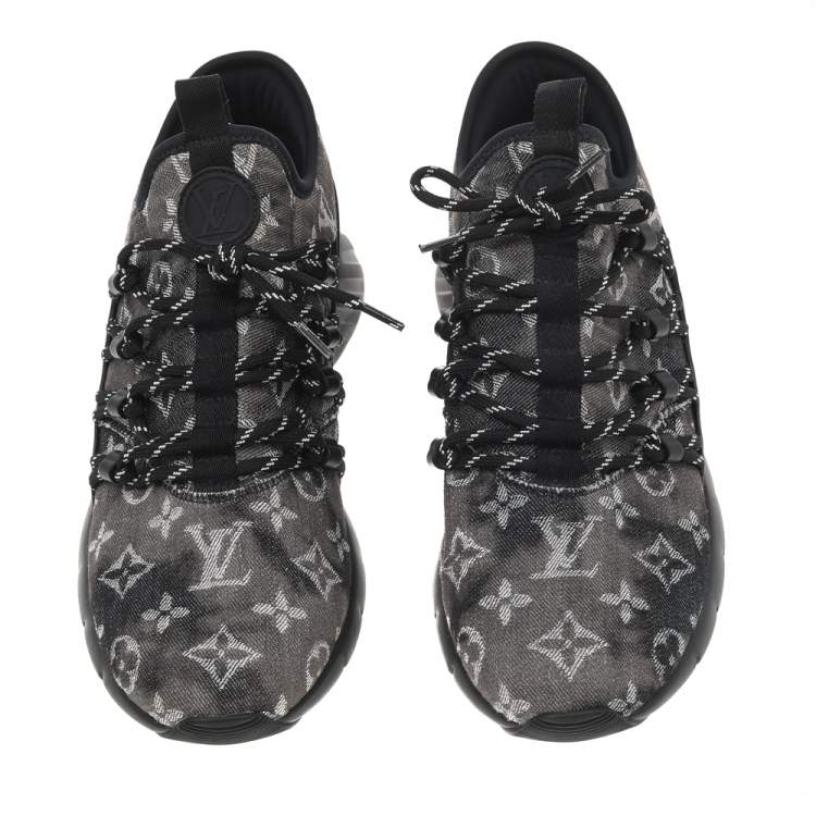 Pre Owned Louis Vuitton Black Monogram Tie Dye Denim Fastlane Sneakers Size 40
