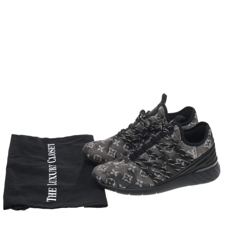 Pre Owned Louis Vuitton Black Monogram Tie Dye Denim Fastlane Sneakers Size 40