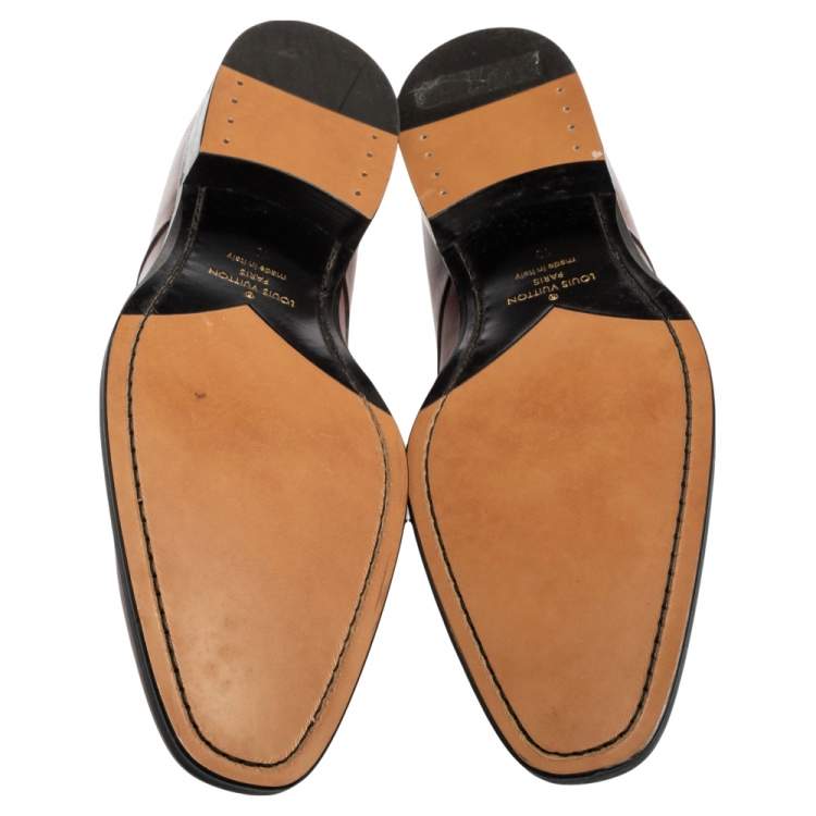 Pre Owned Louis Vuitton Brown Brogue Leather Lace Up Derby Size 44