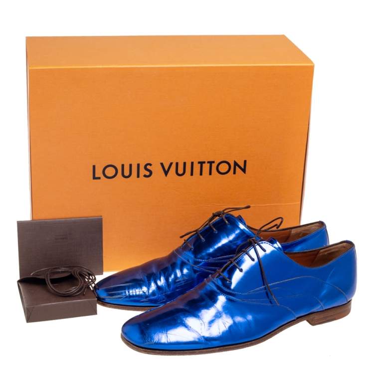 Pre Owned  Louis Vuitton Blue Leather Lace Up Derby Size 43